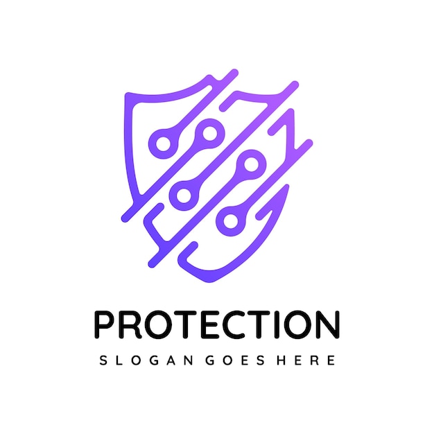 Vector tech protection shield logo template