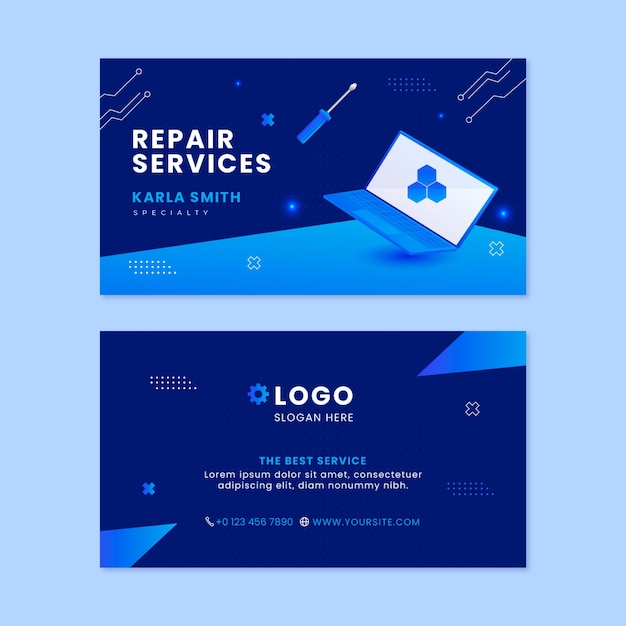 Vector tech repair horizontal business card