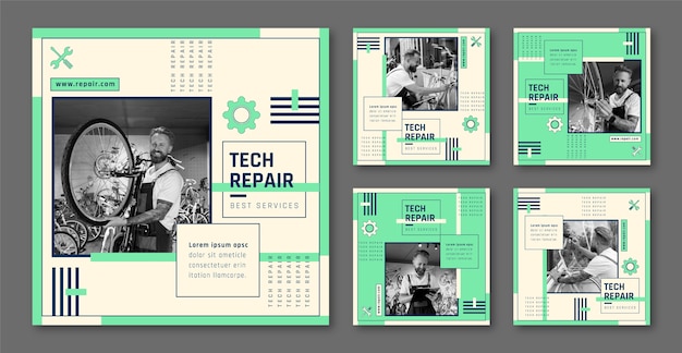 Tech repair instagram posts  template