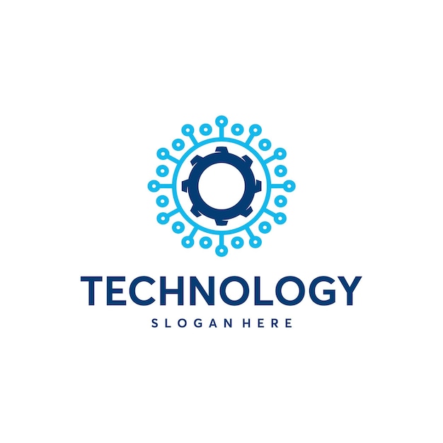 Tech repair logo designs template, circle technology logo template