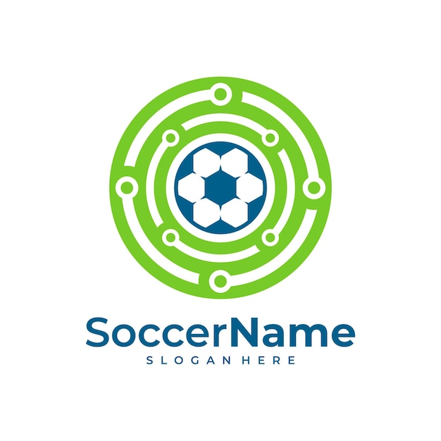 Tech Soccer logo template Football Tech logo design vector