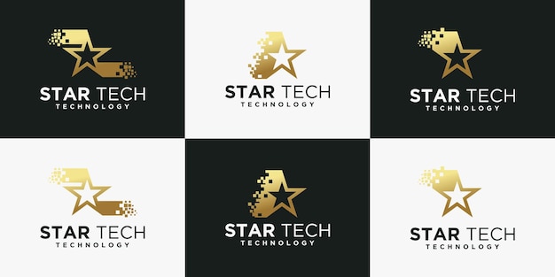 Tech star logo-ontwerp creatief minimalistisch ontwerpsjabloon graphics voor zakelijke identiteit