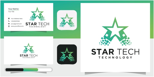 Tech star logo-ontwerp creatief minimalistisch ontwerpsjabloon graphics voor zakelijke identiteit