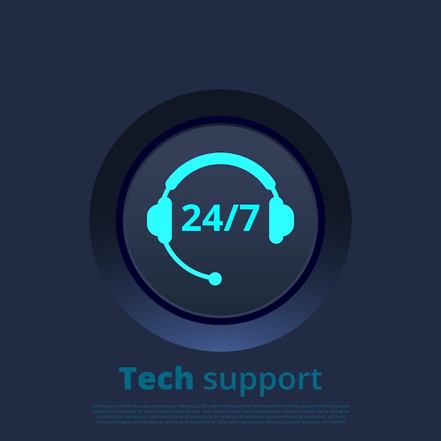 Tech support.Customer support service UI button with flat icon