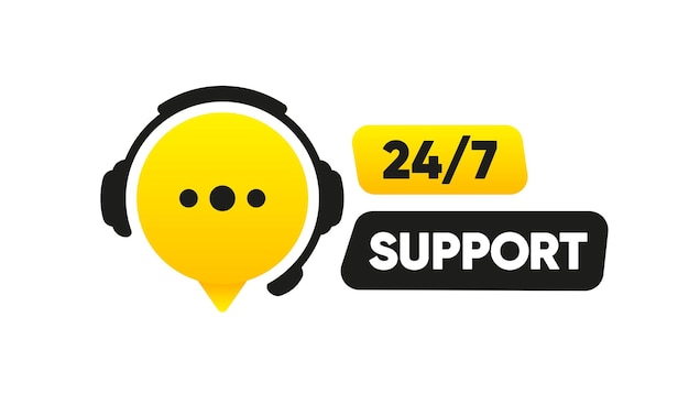 Tech Support Hotline Headphones with microphone and chat speech bubble Support service for user consultation Customer Support Call center 247 Vector illustration