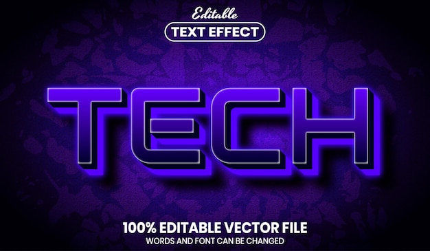 Tech text, font style editable text effect