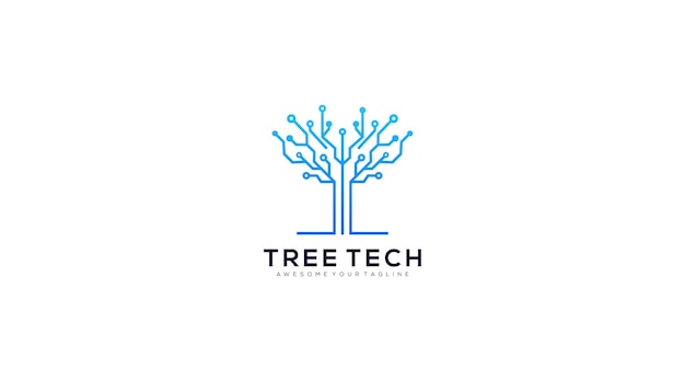 tech tree electrical circuit digital logo vector icon