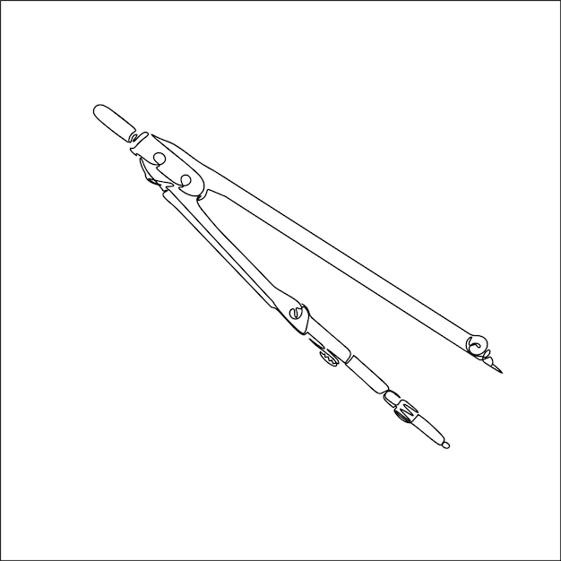 Technical compass hand drawn outline doodle icon Lineart