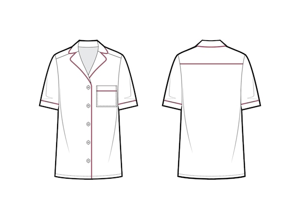 Vector technical drawing of pajamas blouse