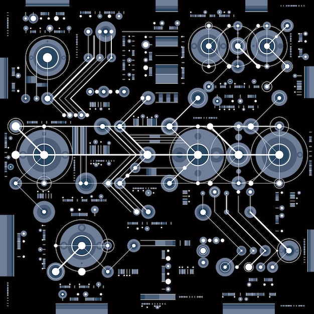 Disegno tecnico con linee tratteggiate e forme geometriche, carta da parati tecnologia futuristica vettoriale, progetto di ingegneria.