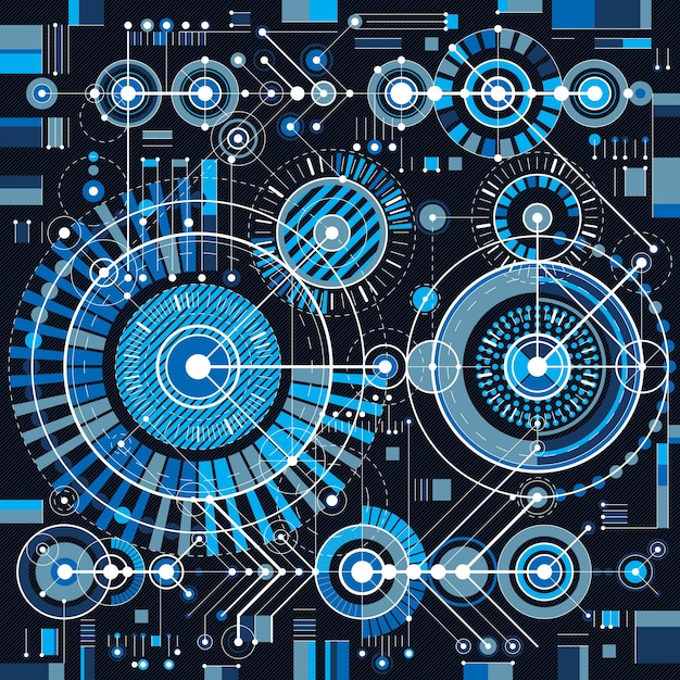 Technical drawing with dashed lines and geometric shapes, vector futuristic technology wallpaper, engineering draft.