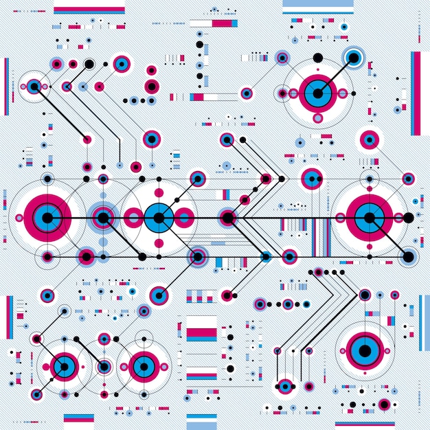 Vettore disegno tecnico con linee tratteggiate e forme geometriche, carta da parati tecnologia futuristica vettoriale, progetto di ingegneria.