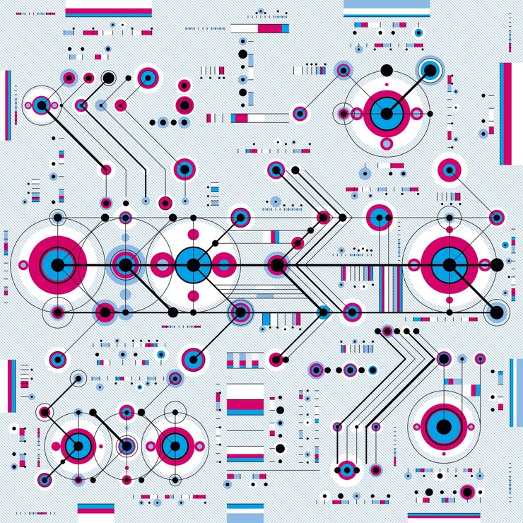 Vector technical drawing with dashed lines and geometric shapes, vector futuristic technology wallpaper, engineering draft.