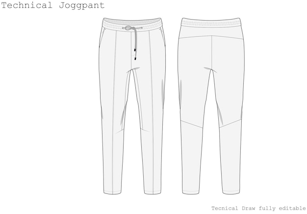 Vector technical jogg pant_ a technical drawing of a pant