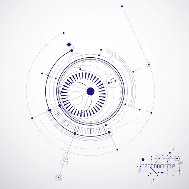 Technical plan, abstract engineering draft for use in graphic and web design. Vector drawing of industrial system created with lines and circles.