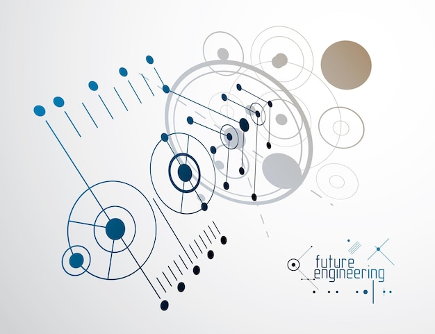 Vector technical plan, abstract engineering draft for use in graphic and web design. vector drawing of industrial system created with lines and circles.