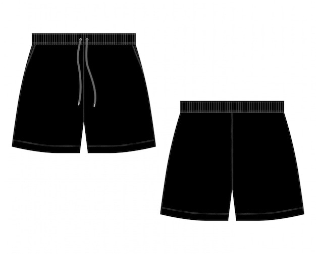 Technical sketch black sport shorts pants on white background