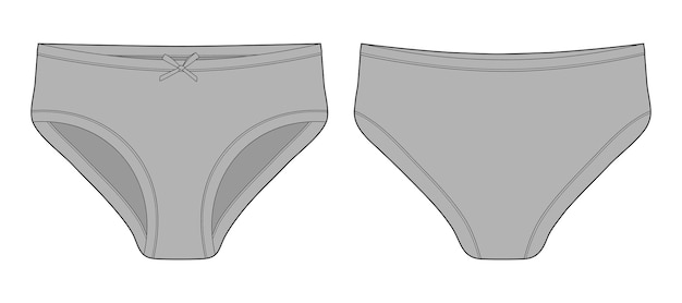 Vector technical sketch of briefs for girls female underpants grey color women casual panties