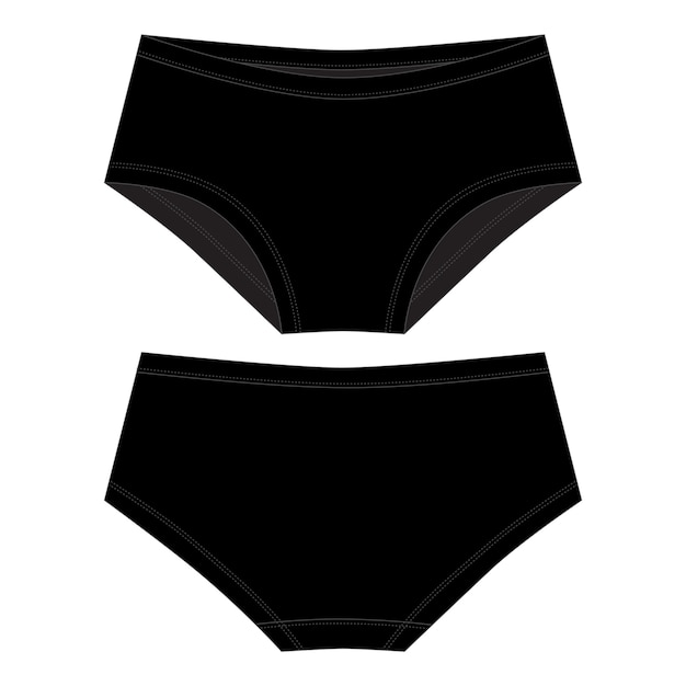 Technical sketch girls knickers in black color. Lady lingerie.