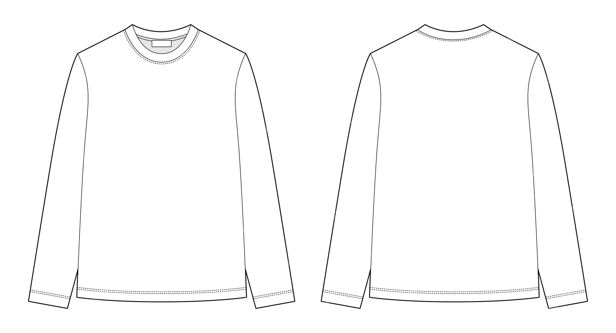 Premium Vector | Technical sketch long sleeve tshirt kids wear jumper ...