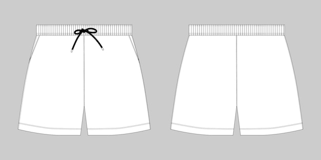 Vettore modello di disegno di pantaloni sportivi pantaloncini sportivi schizzo tecnico. illustrazione vettoriale di moda su sfondo grigio