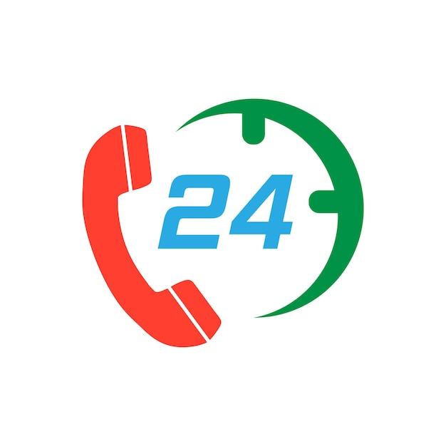 Vector technical support 247 vector icon in flat style phone clock help illustration on white isolated background computer service support concept