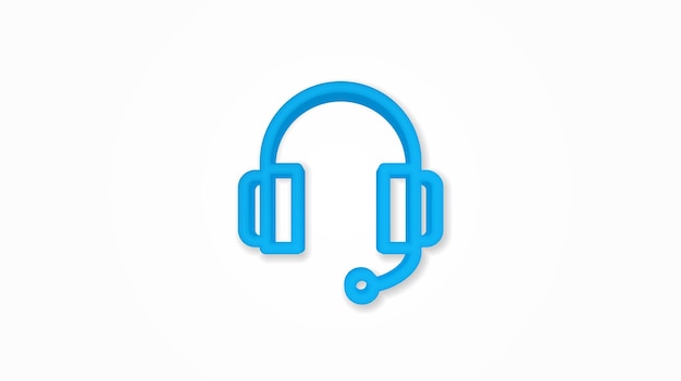 Technical support headphones microphone operator 3d realistic line icon vector illustration