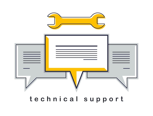 Technical support vector design element isolated on white, speech bubbles concept.