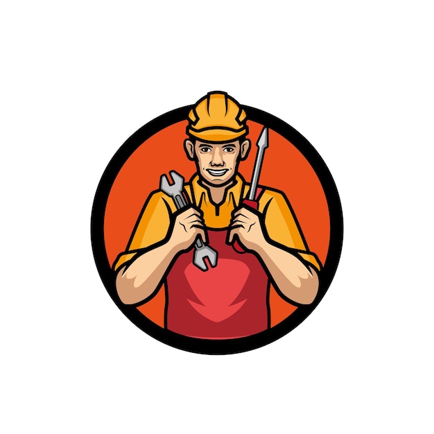 Technician mascot logo vector illustration