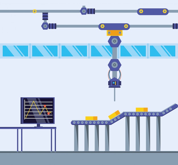 Vector technified factory scene