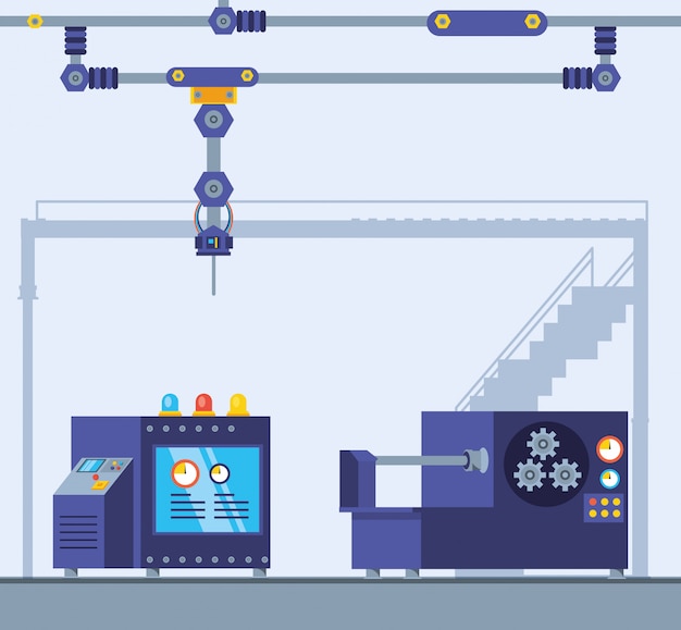 Vector technified factory scene