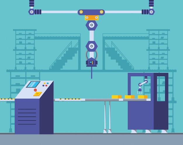 Vector technified factory scene