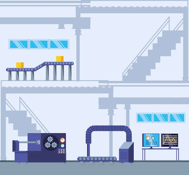 Vector technified factory scene