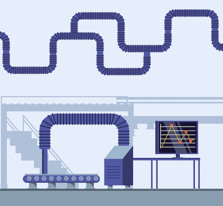 Vector technified factory scene 