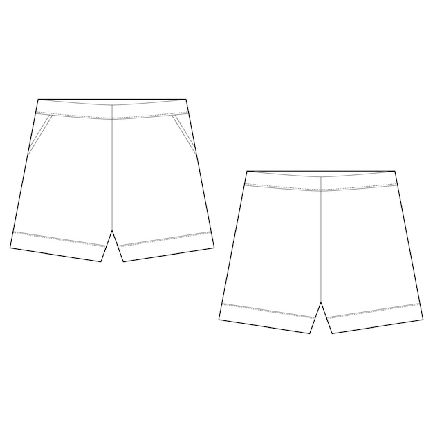 Technische klassieke korte broek broek ontwerpsjabloon op witte achtergrond. vector illustratie