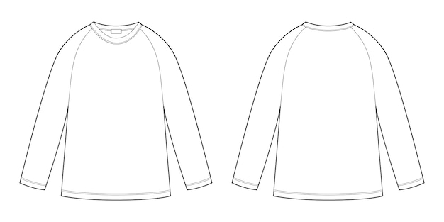 Technische raglan sweater voor kinderen. Kinderen dragen trui ontwerpsjabloon geïsoleerd op een witte achtergrond.