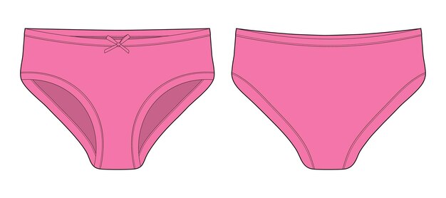 Technische schets van slips voor meisjes Vrouwelijke onderbroek Felroze kleur Casual slipje voor dames