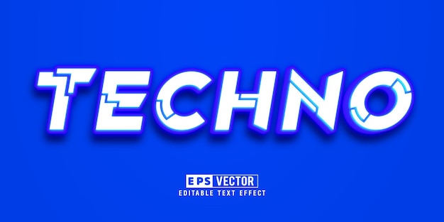 Techno 3d bewerkbare teksteffectvector met achtergrond