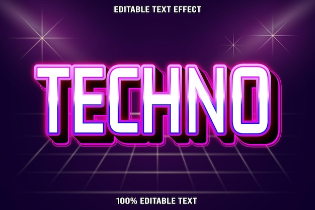Techno-bewerkbare tekst-effect 3D-neon-embossing