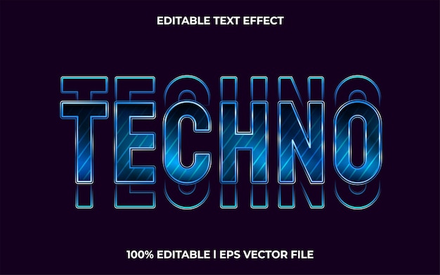 Vettore effetto di testo modificabile techno, stile del carattere tipografico delle lettere, testo 3d retrò per tittle