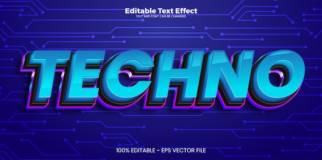 Vector techno editable text effect in modern trend style