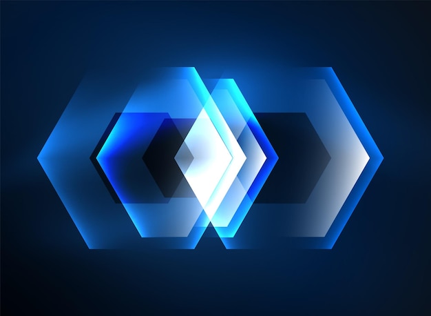 Vector techno glowing glass hexagons vector background