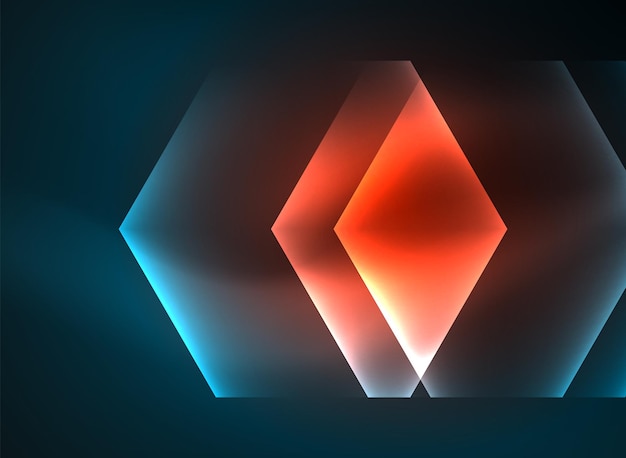 Vector techno glowing glass hexagons vector background