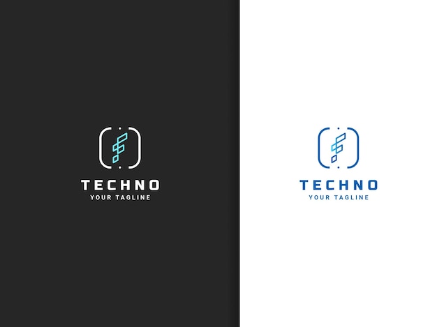 Vector techno logo design line style