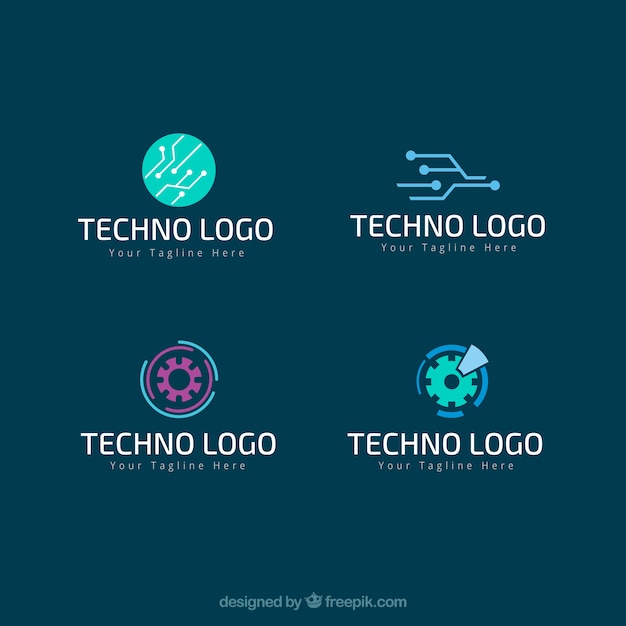 Vector techno logos pack