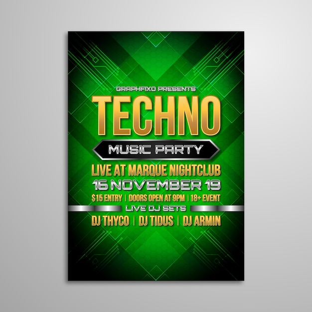 Techno muziek festival poster