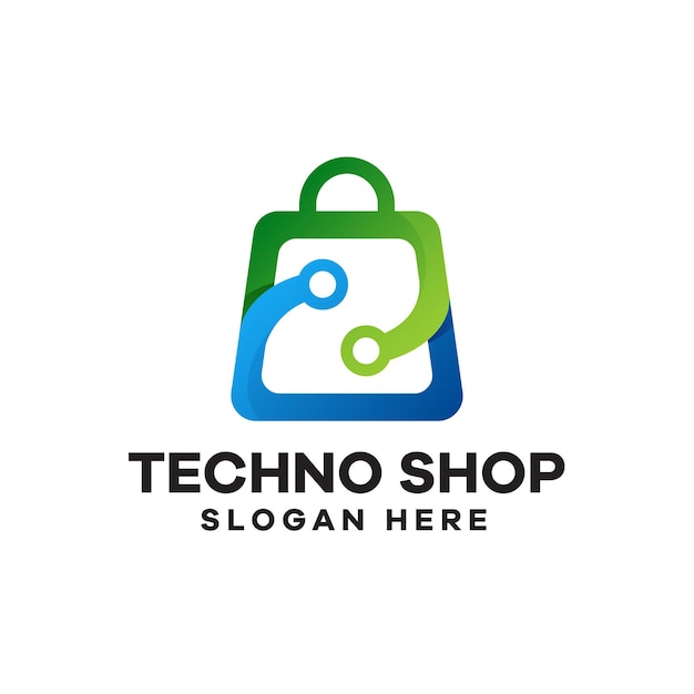 Techno shop gradiënt logo-ontwerp