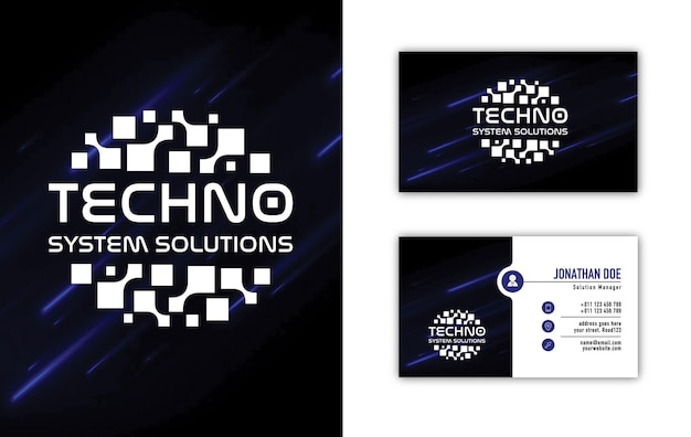 Vector techno systems business card design technology background