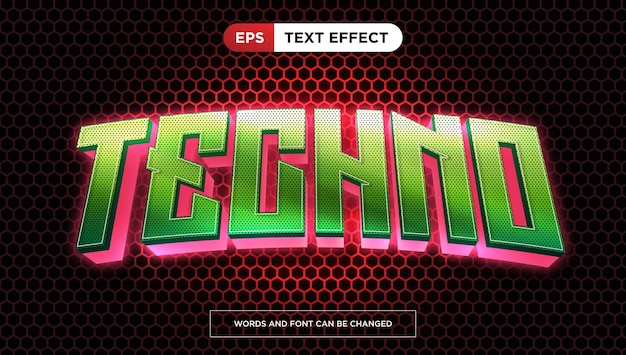 techno teksteffect bewerkbare neonlicht titel tekststijl