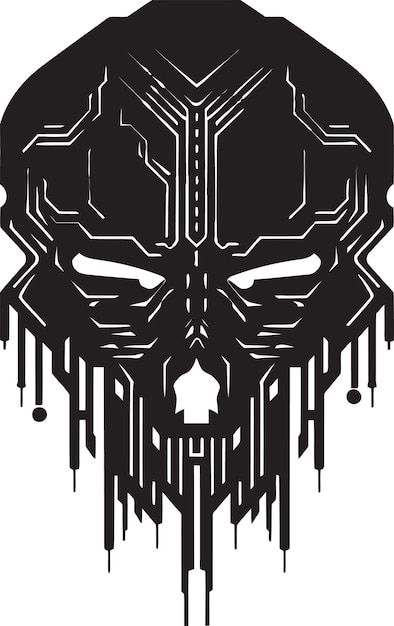 Vector techno tempest 80s skull design digital doppelganger cyberpunk logo vector